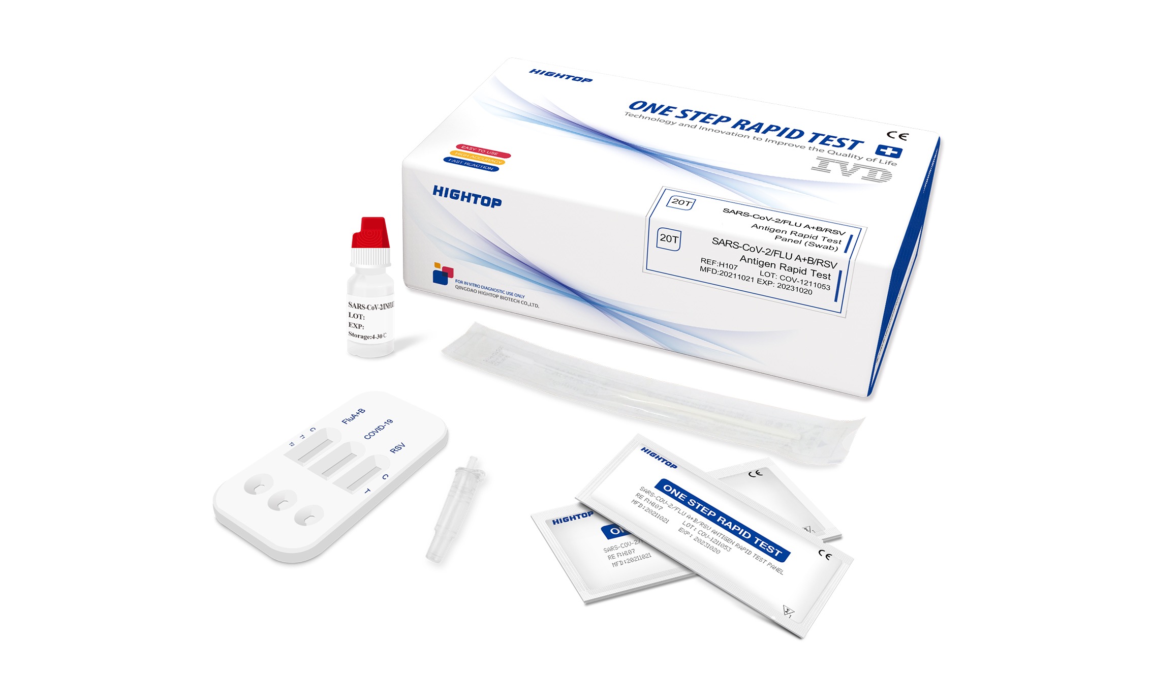 Hightop COVID/ Influenza A+B/ RSV Antigen Rapid Test